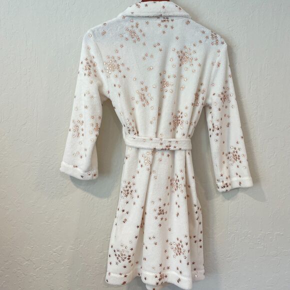 ~ Crewcuts Med Fleece Robe Kids Rose Gold Stars Cream Ivory Girl's Copper J.Crew - Picture 8 of 16